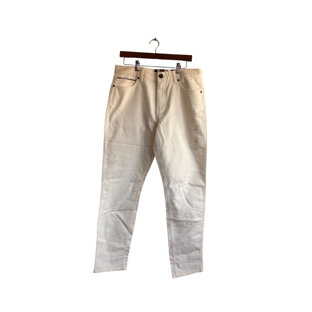 Tommy Hilfiger TH Flex Mens 5 Pocket Pants 34x32 Cream Off White Stretch Cotton
